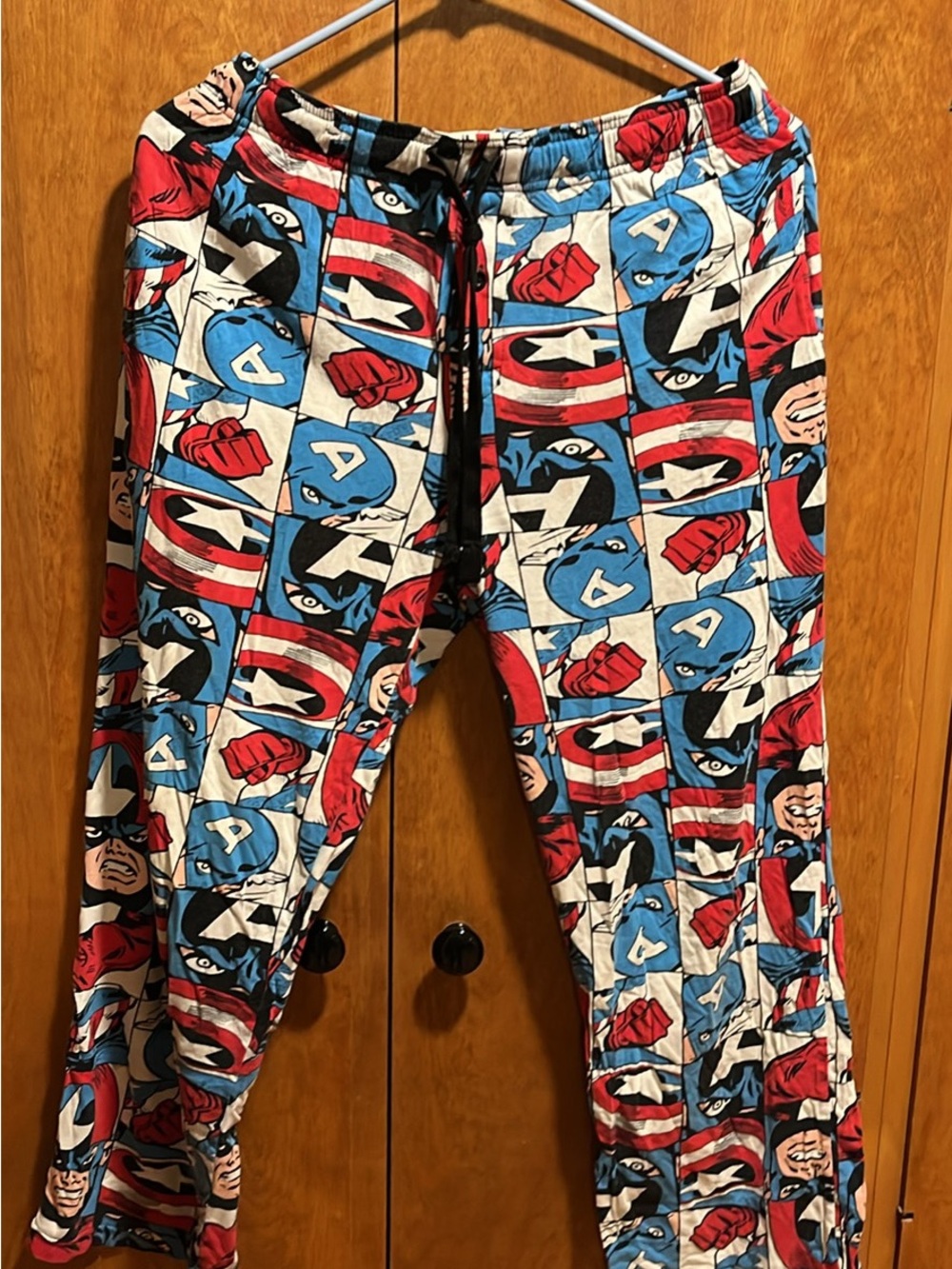 Marvel Captain America Themed Kids Pajama Bottoms in Red, Blue & White